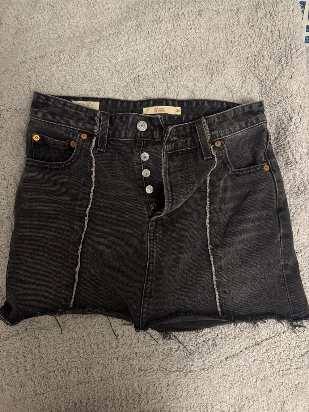 Levi's Black Denim Mini Skirt with Raw Hem